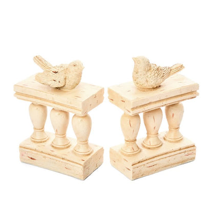Resin Bird on Railing Bookend Decor