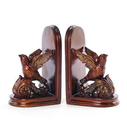 Dark Brown Flying Bird Bookend Decor