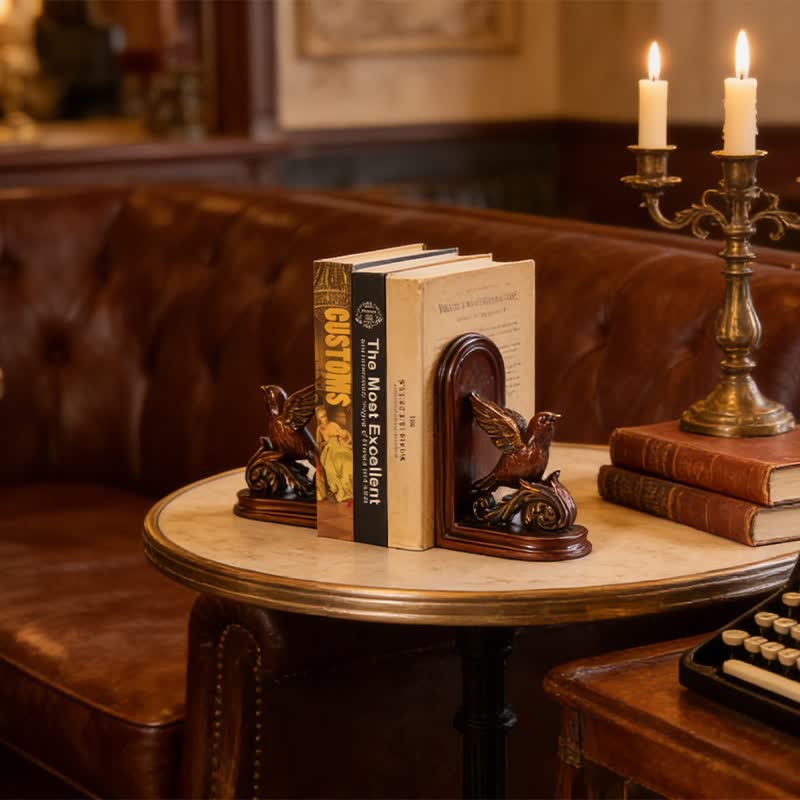 Dark Brown Flying Bird Bookend Decor