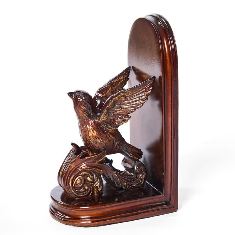Dark Brown Flying Bird Bookend Decor