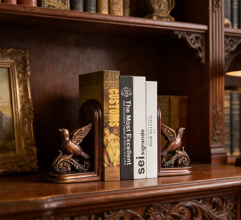 Dark Brown Flying Bird Bookend Decor