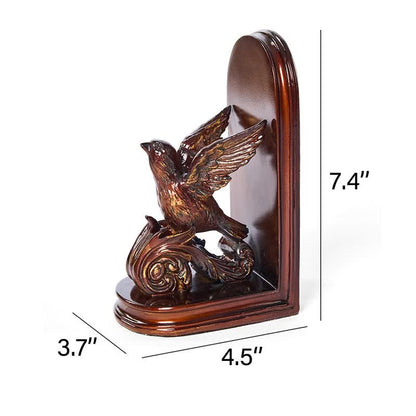Dark Brown Flying Bird Bookend Decor