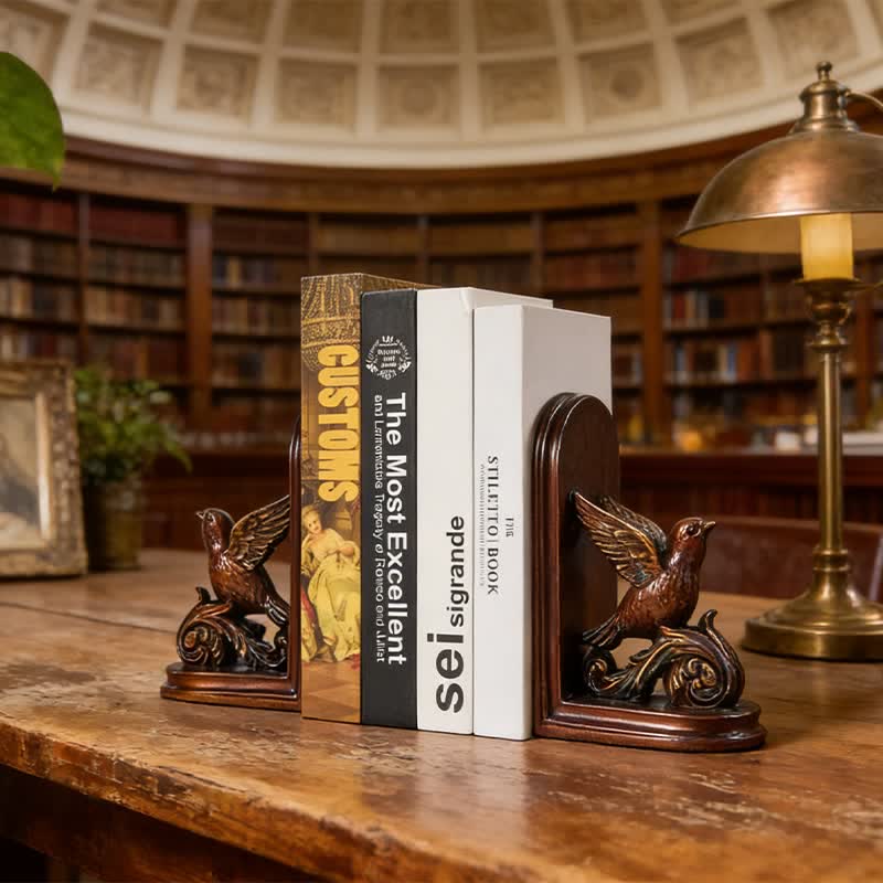 Dark Brown Flying Bird Bookend Decor