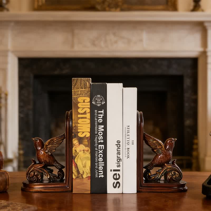 Dark Brown Flying Bird Bookend Decor