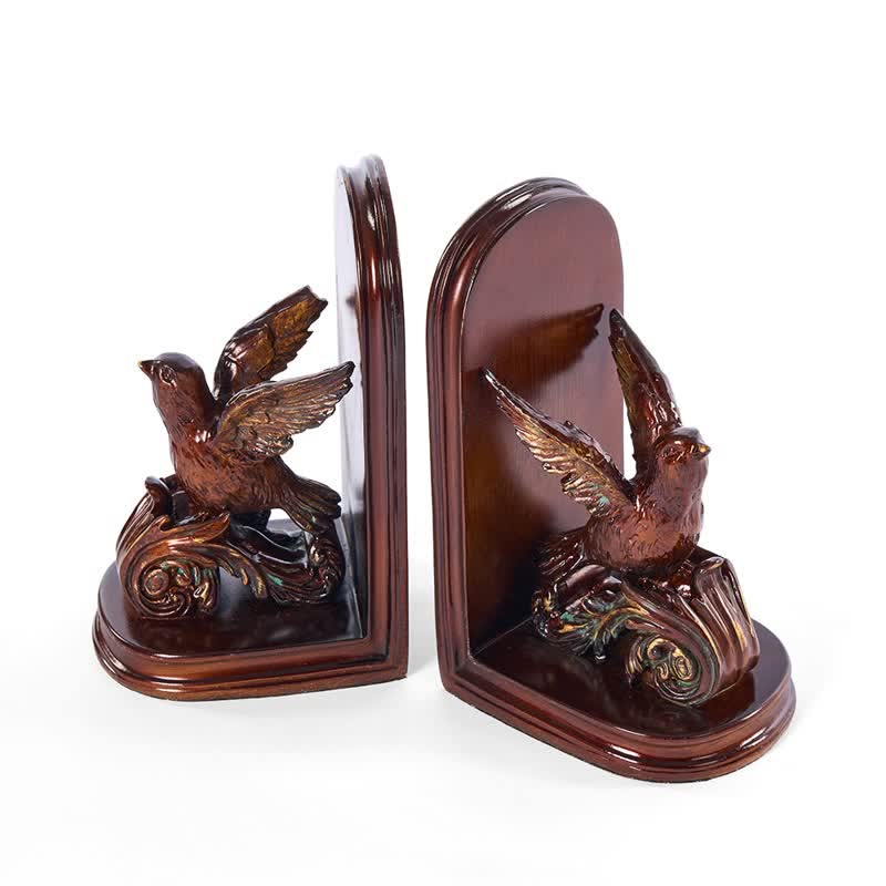 Dark Brown Flying Bird Bookend Decor