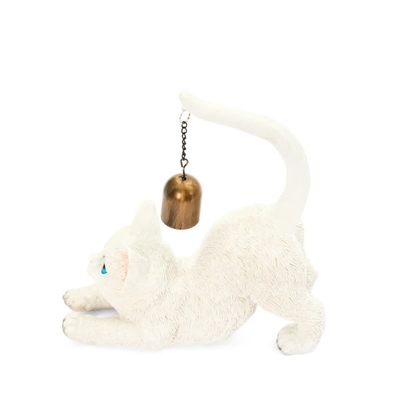 Cat Tail Bell Figurine Decor