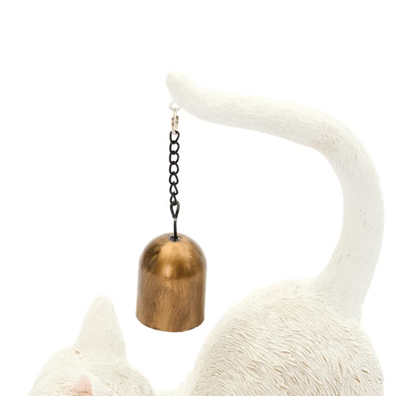 Cat Tail Bell Figurine Decor
