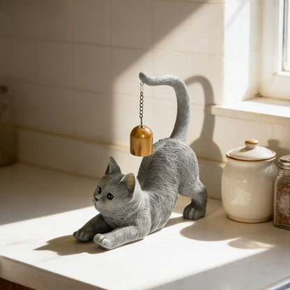 Cat Tail Bell Figurine Decor