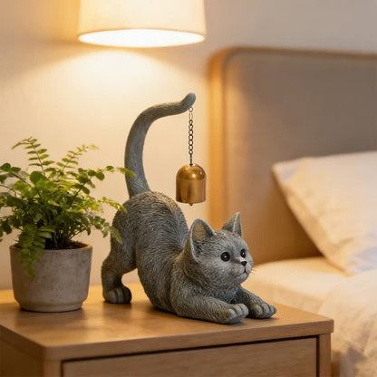 Cat Tail Bell Figurine Decor