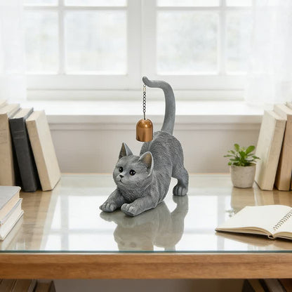 Cat Tail Bell Figurine Decor