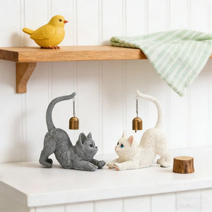 Cat Tail Bell Figurine Decor