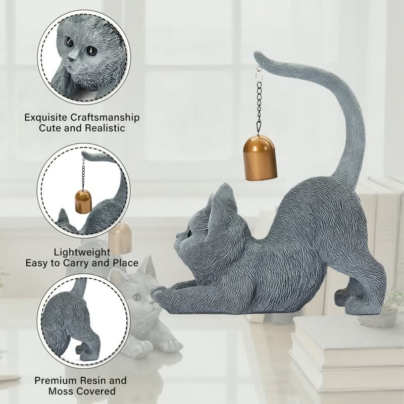Cat Tail Bell Figurine Decor