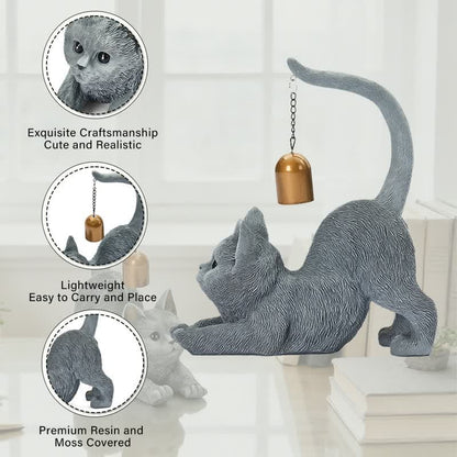 Cat Tail Bell Figurine Decor