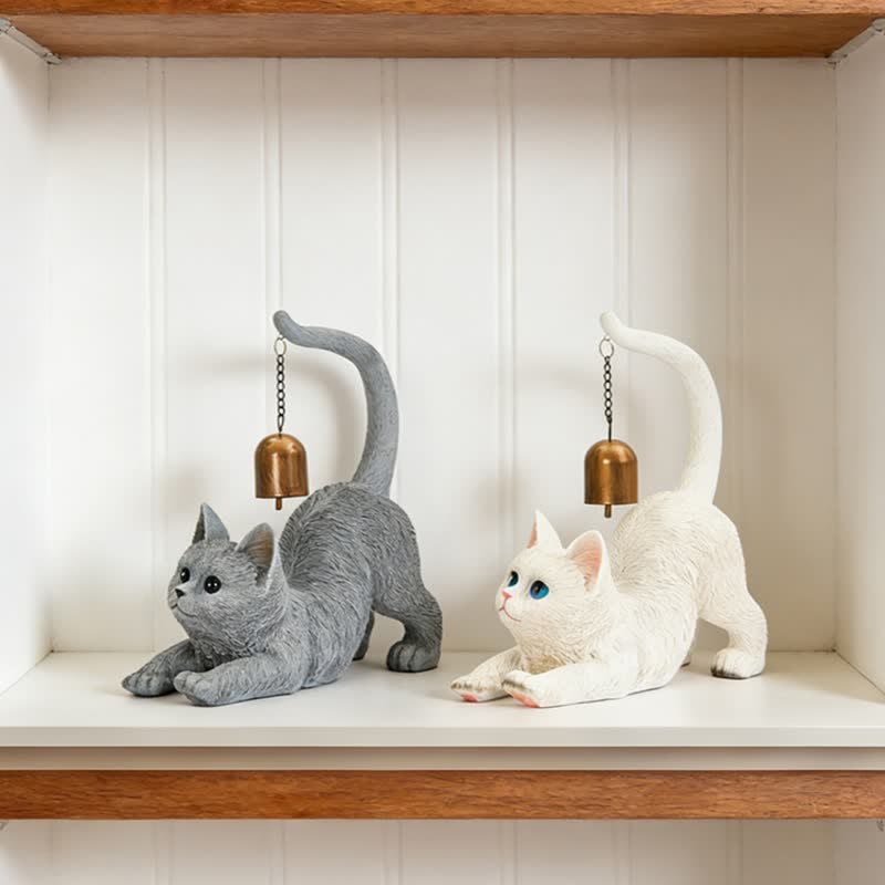 Cat Tail Bell Figurine Decor