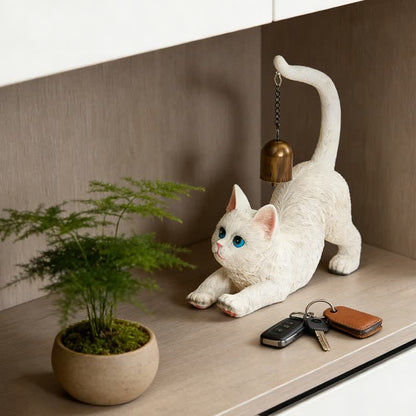 Cat Tail Bell Figurine Decor