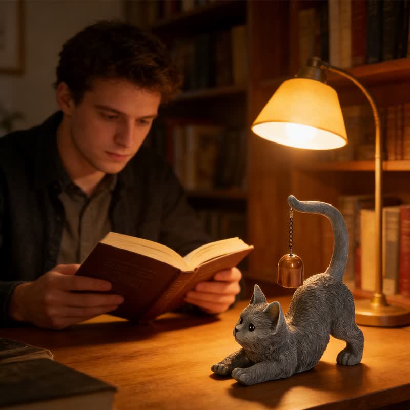 Cat Tail Bell Figurine Decor