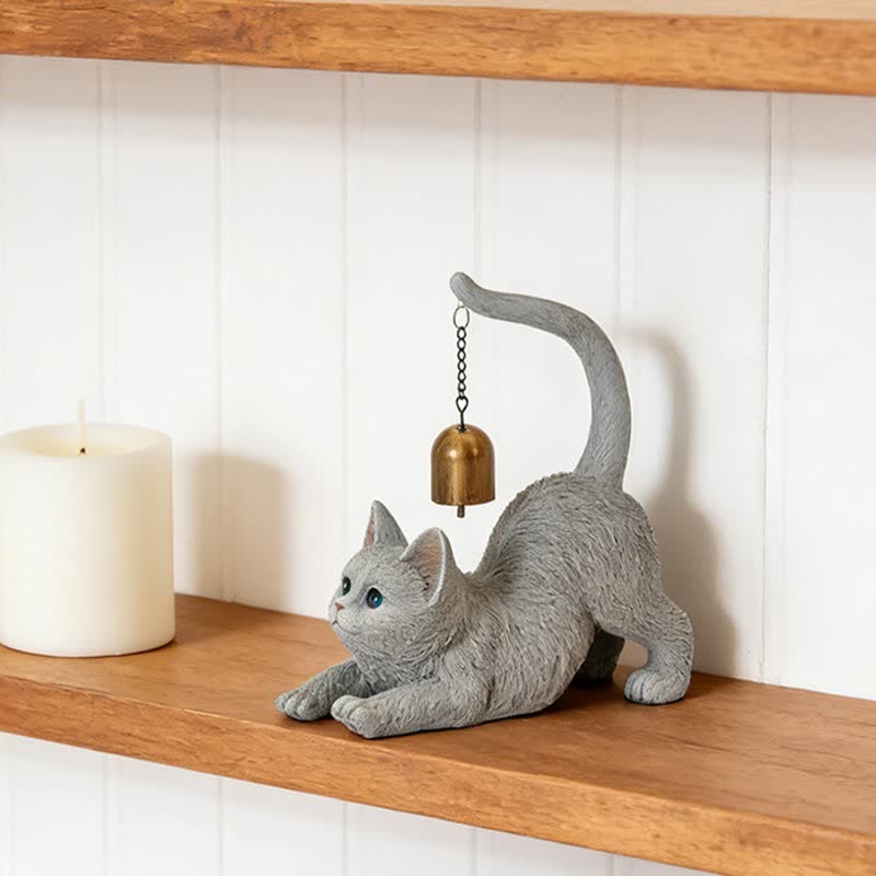 Cat Tail Bell Figurine Decor