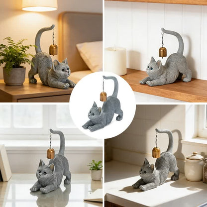Cat Tail Bell Figurine Decor