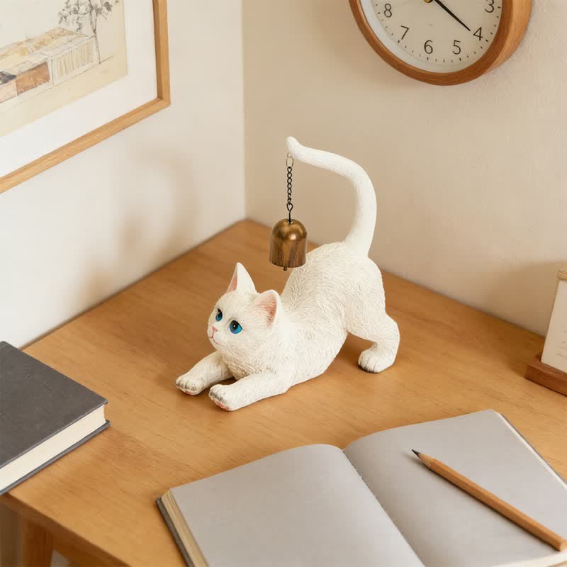 Cat Tail Bell Figurine Decor