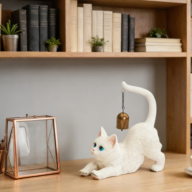 Cat Tail Bell Figurine Decor