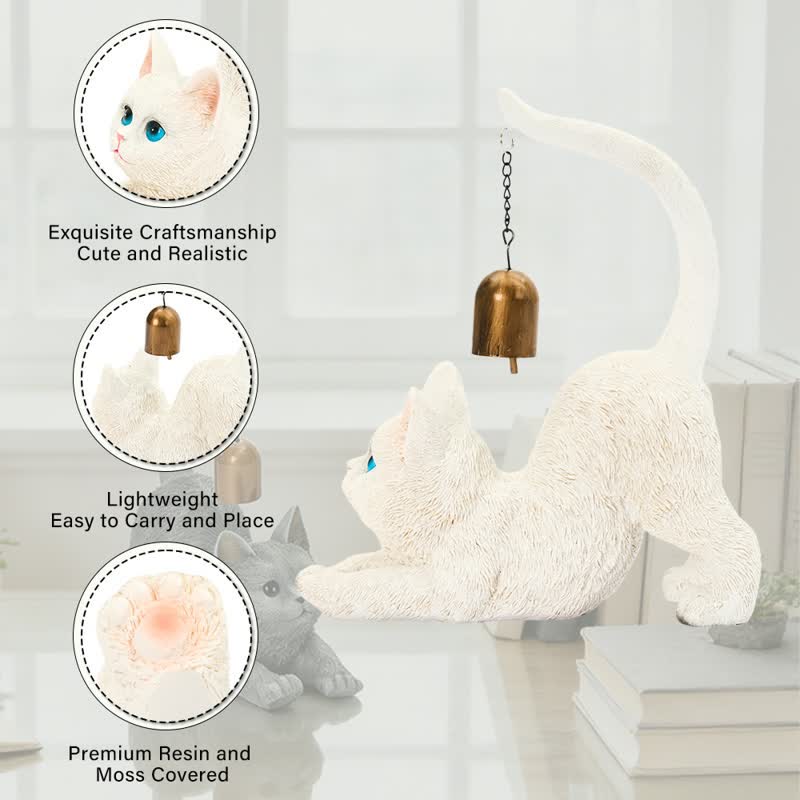 Cat Tail Bell Figurine Decor