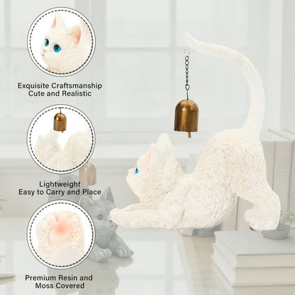 Cat Tail Bell Figurine Decor