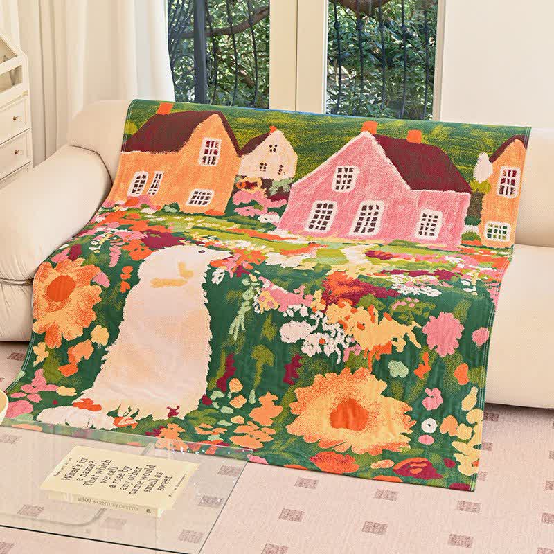 Charming Spring Village Cotton Blanket