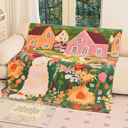 Charming Spring Village Cotton Blanket