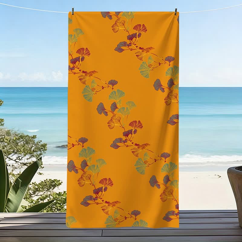 Nature Ginkgo Leaf Beach Towel