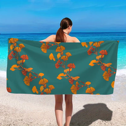 Nature Ginkgo Leaf Beach Towel