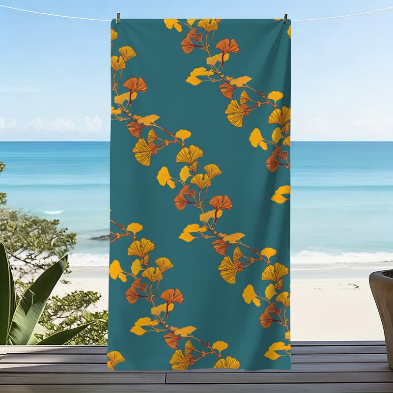 Nature Ginkgo Leaf Beach Towel