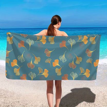 Elegant Ginkgo Leaf Beach Towel