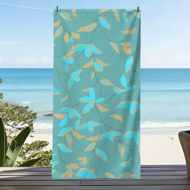Artistic Botanical Leaf Beach Towel