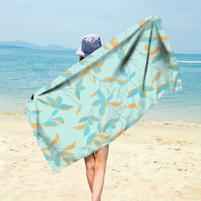Artistic Botanical Leaf Beach Towel