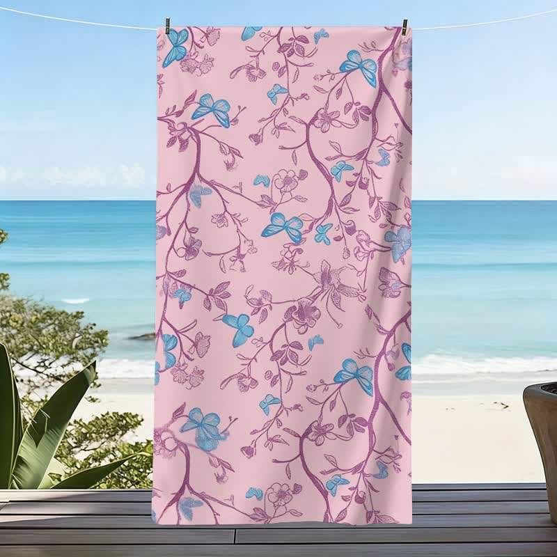 Country Floral & Butterfly Beach Towel