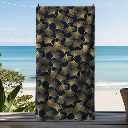 Artistic Line Art Ginkgo Beach Towel