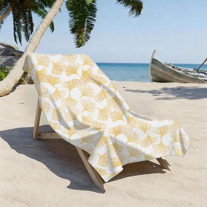 Artistic Line Art Ginkgo Beach Towel