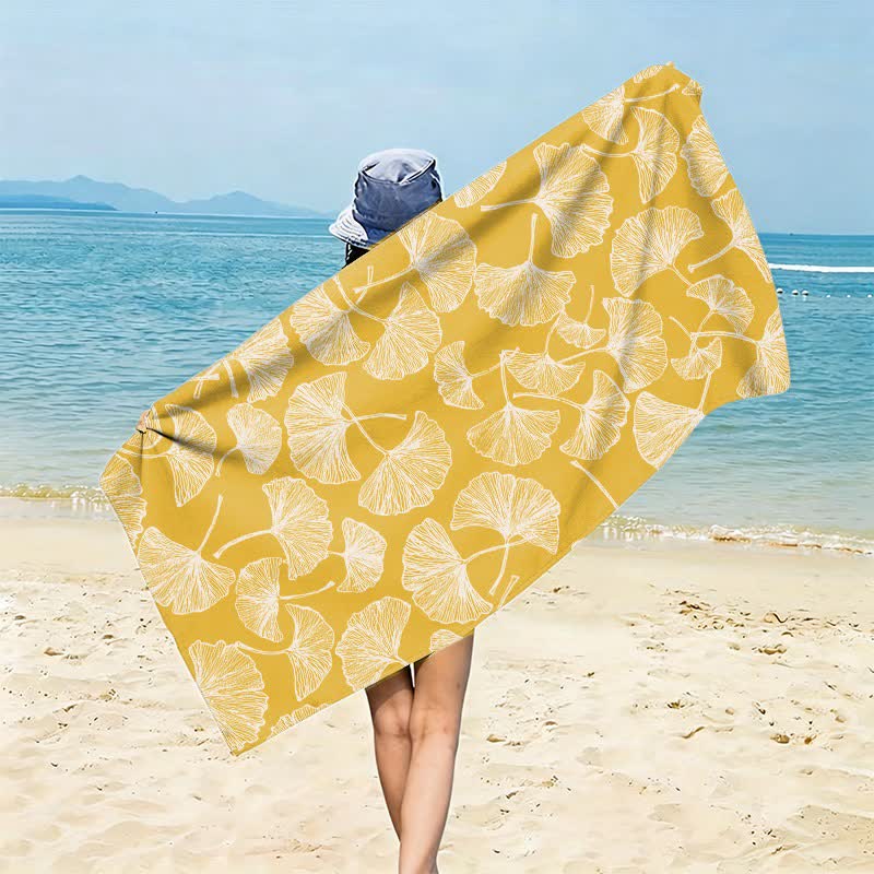 Rustic Ginkgo Biloba Beach Towel