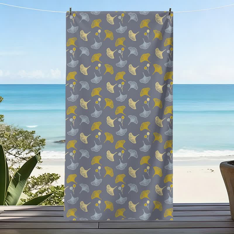 Botanical Ginkgo Leaf Beach Towel