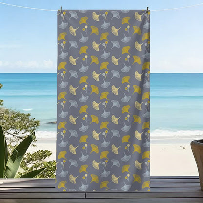 Botanical Ginkgo Leaf Beach Towel