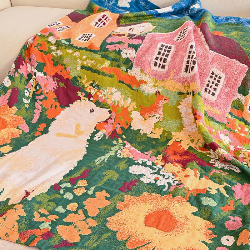 Charming Spring Village Cotton Blanket