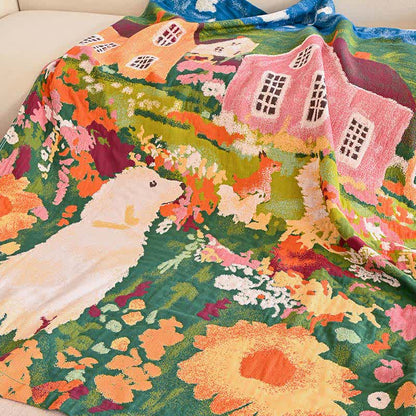 Charming Spring Village Cotton Blanket