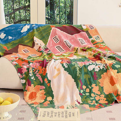 Charming Spring Village Cotton Blanket