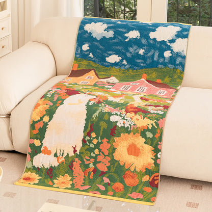 Charming Spring Village Cotton Blanket