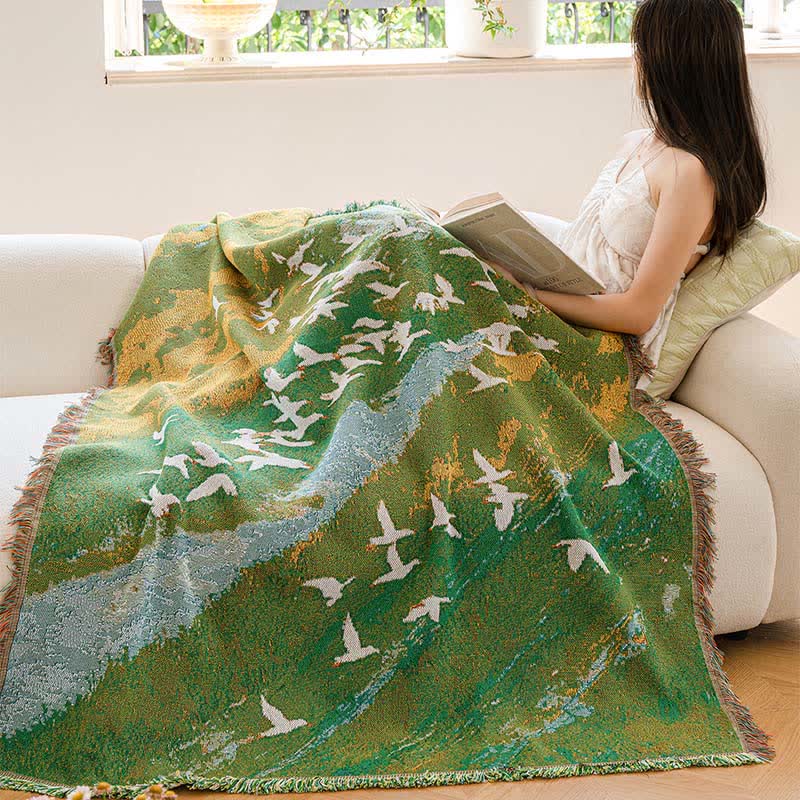 Oil Painting Style Bird Throw Blanket