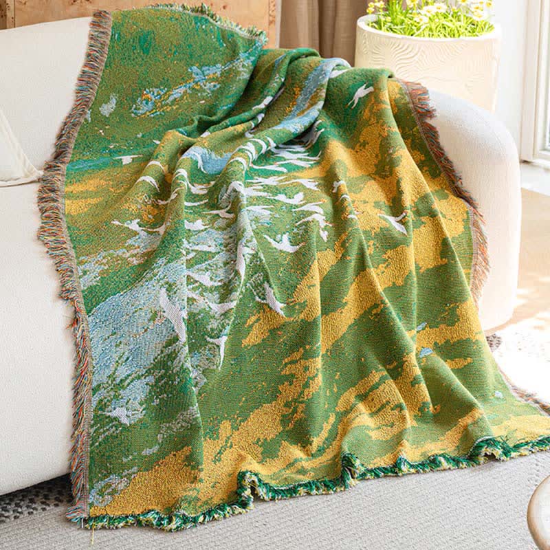 Oil Painting Style Bird Throw Blanket