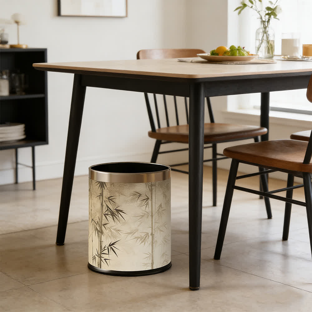 Oriental Bamboo Shadow Decorative Trash Can