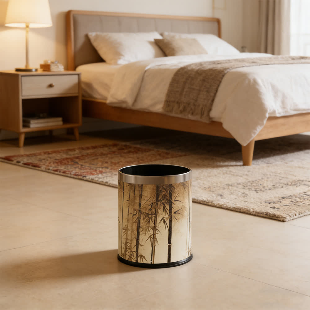 Oriental Bamboo Shadow Decorative Trash Can