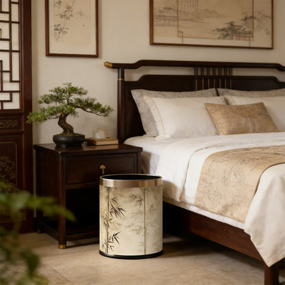 Oriental Bamboo Shadow Decorative Trash Can