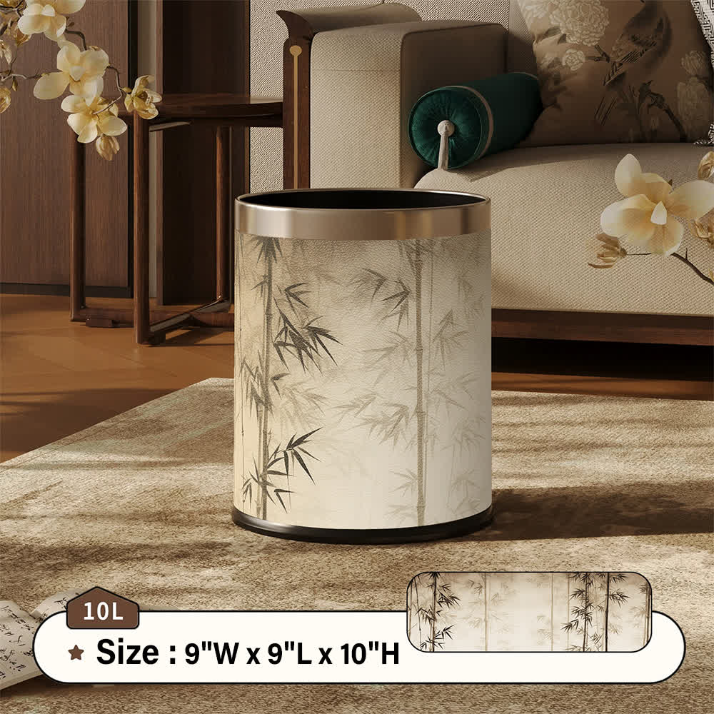Oriental Bamboo Shadow Decorative Trash Can